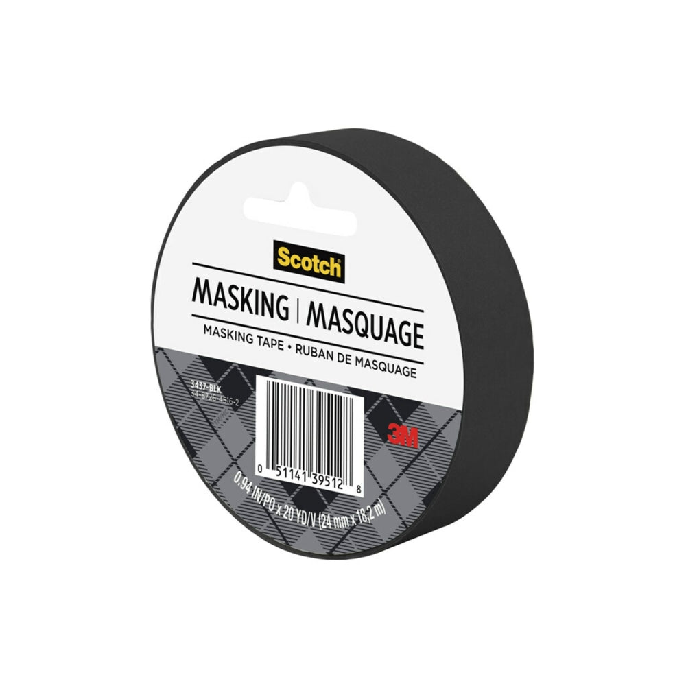 Scotch Expressions Masking Tape, 3in Core, 1in x 20 Yd., Black