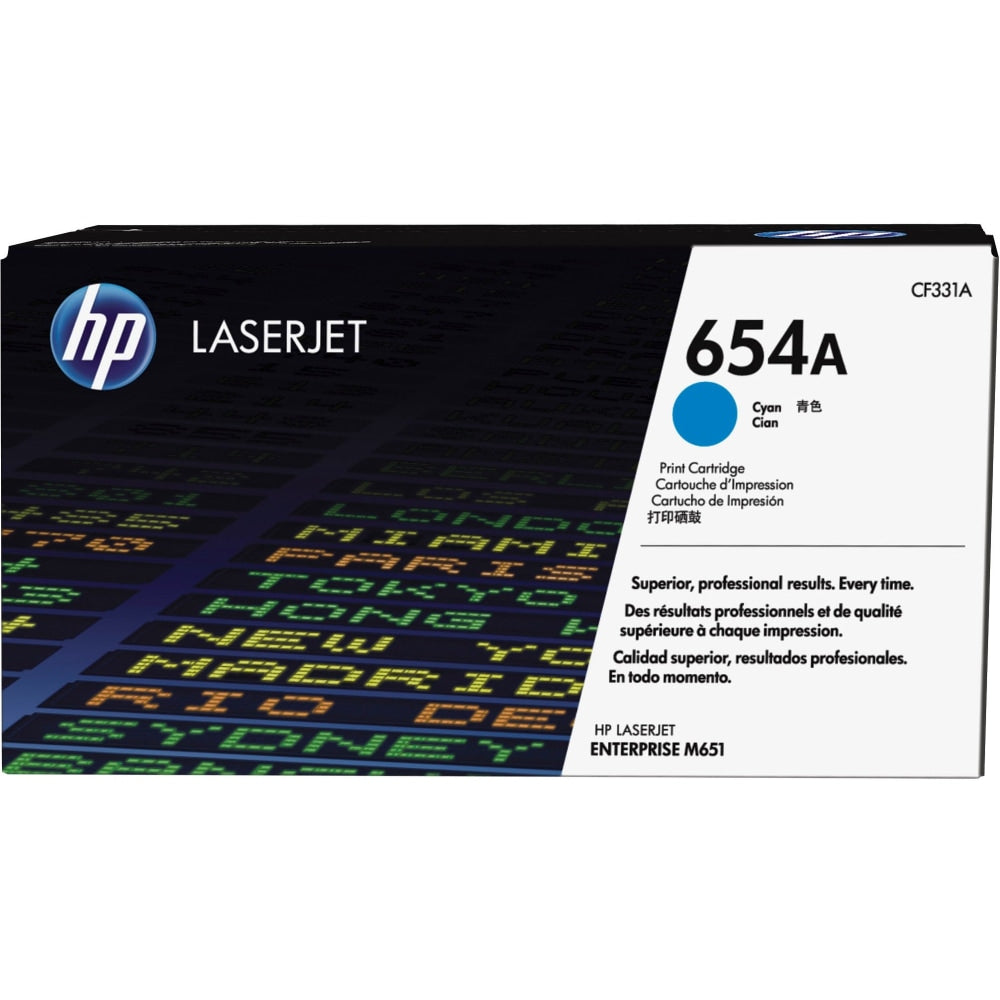 HP 654A Cyan Toner Cartridge, CF331AC