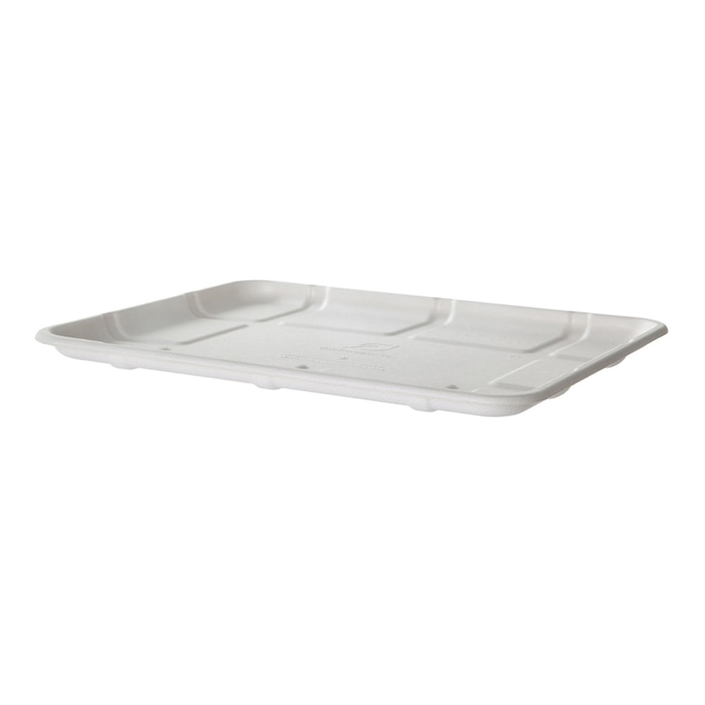 Eco-Products Vanguard Meat And Produce Trays, 9/16inH x 10-9/16inW x 8-1/2inD, White, Pack Of 300 Trays