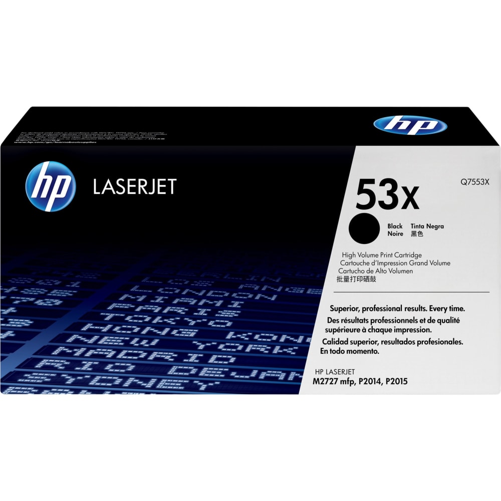 HP 53X Black High Yield Toner Cartridge, Q7553XC