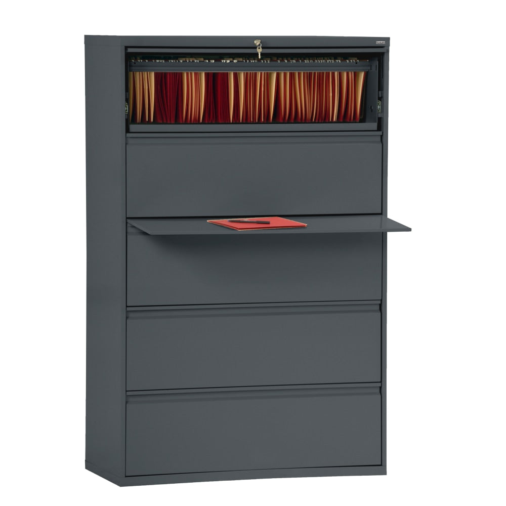 Sandusky 800 36inW x 19-1/4inD Lateral 5-Drawer File Cabinet, Charcoal