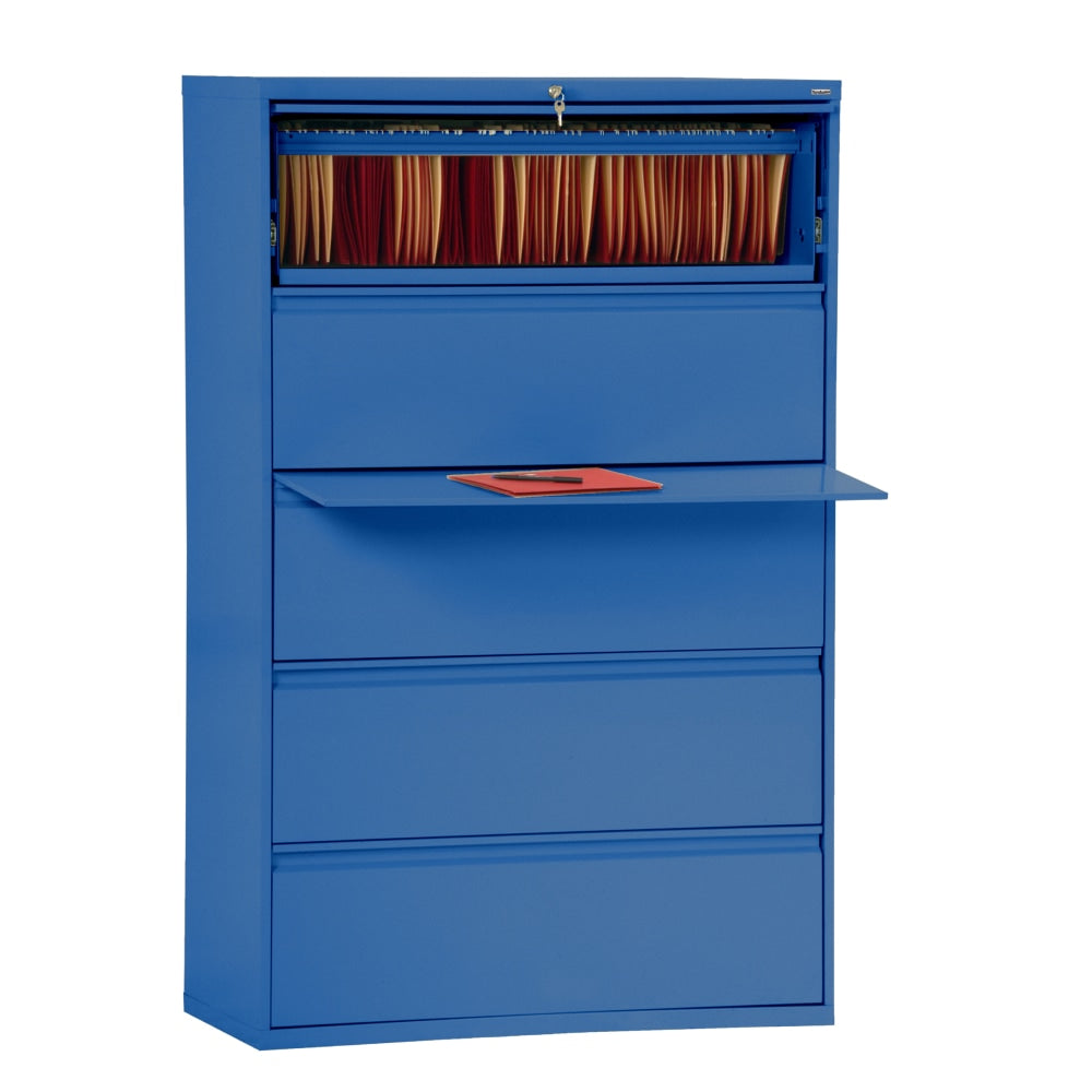 Sandusky 800 36inW x 19-1/4inD Lateral 5-Drawer File Cabinet, Blue