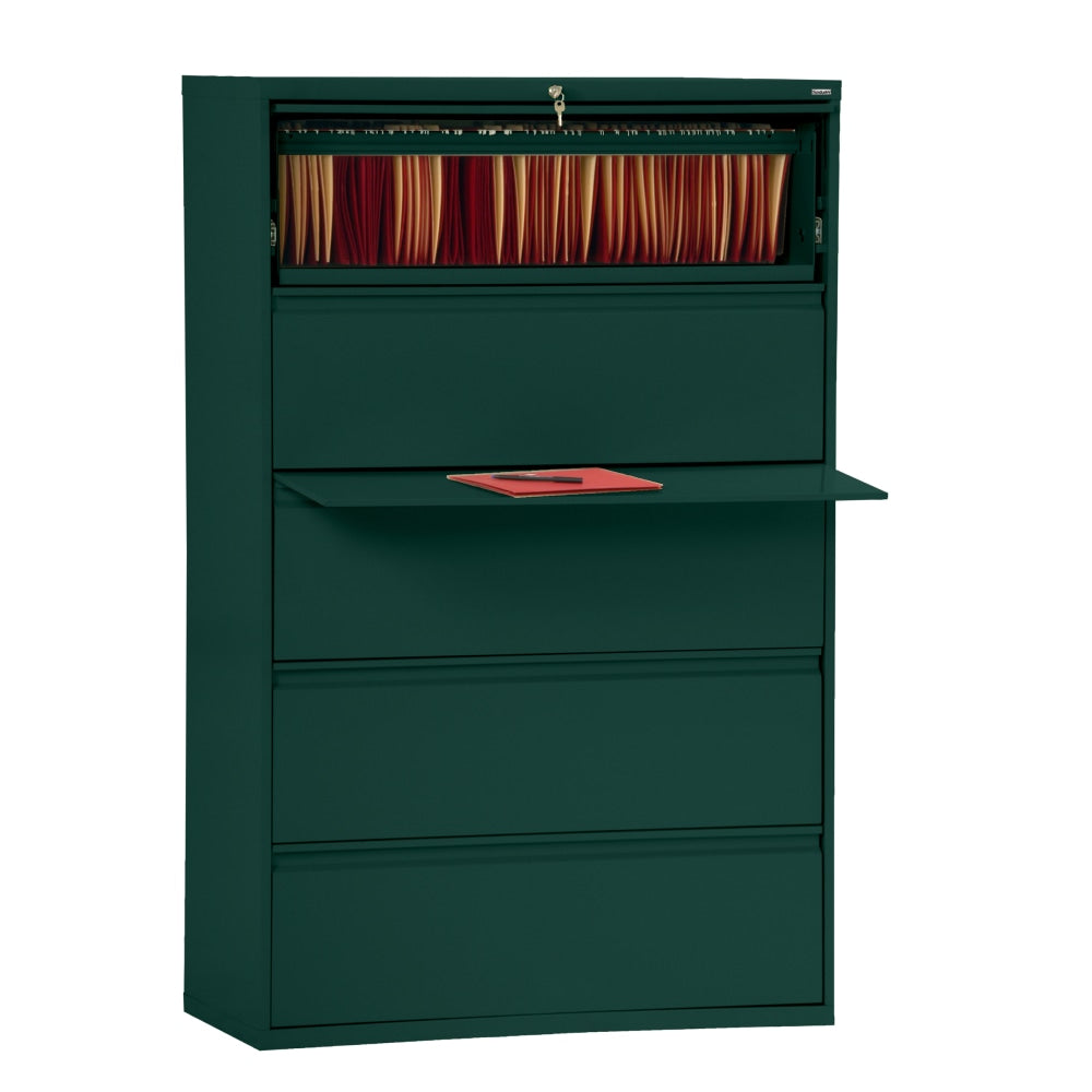 Sandusky 800 36inW x 19-1/4inD Lateral 5-Drawer File Cabinet, Forest Green