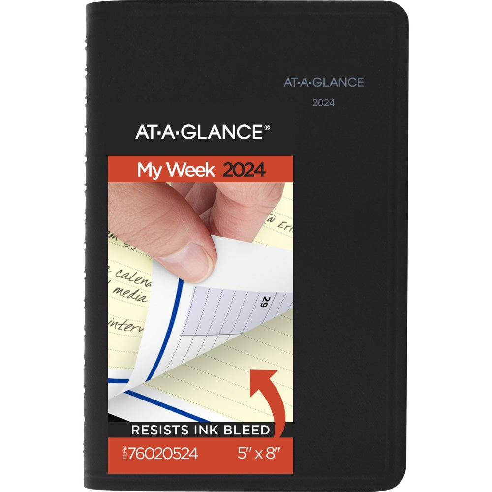 2024 AT-A-GLANCE QuickNotes Weekly/Monthly Appointment Book Planner, 5in x 8in, Black, January To December 2024, 760205