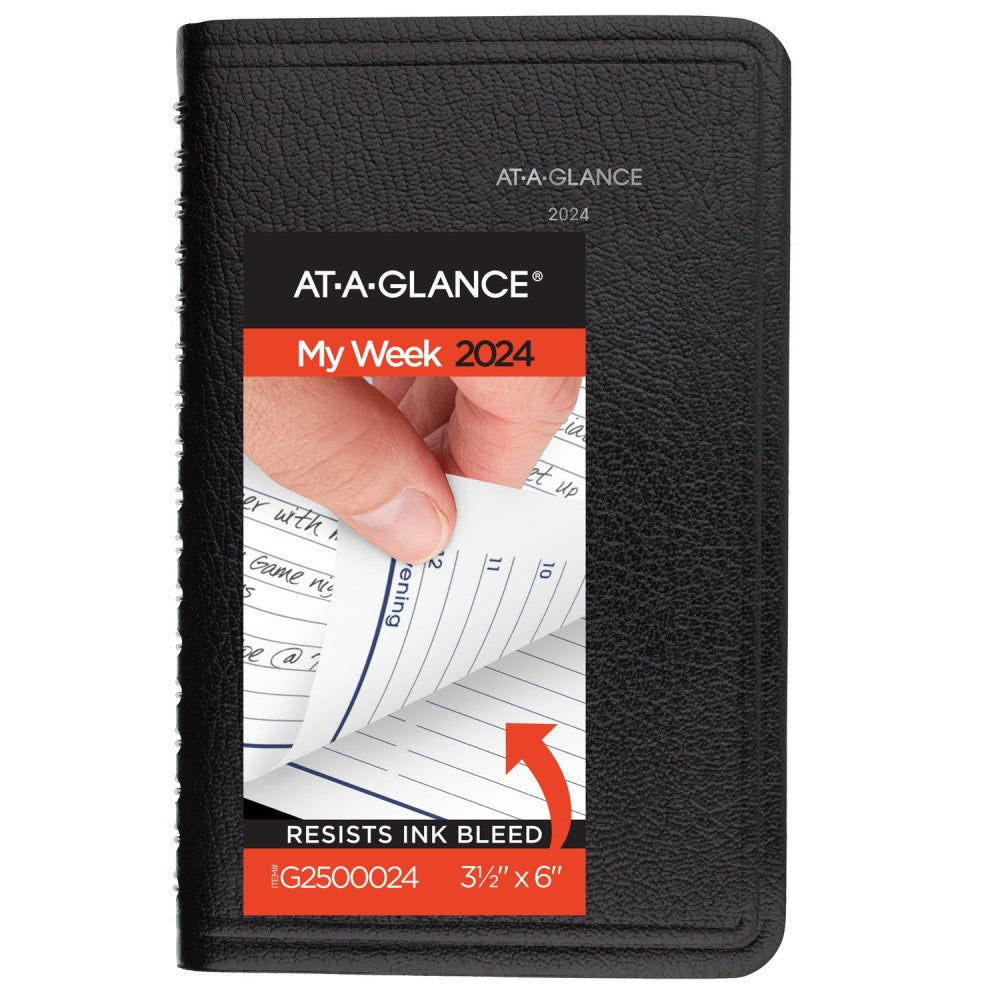 2024 AT-A-GLANCE DayMinder Weekly Appointment Book Planner, 3-1/2in x 6in, Black, January To December 2024, G25000