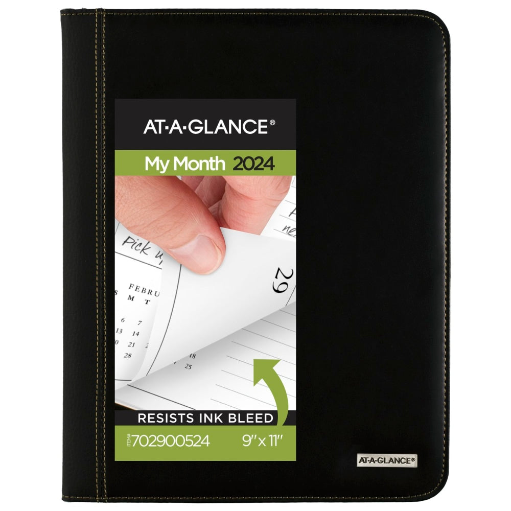 2024-2025 AT-A-GLANCE Executive 13-Month Monthly Padfolio, 9in x 11in, Black, January 2024 To January 2025, 7029005