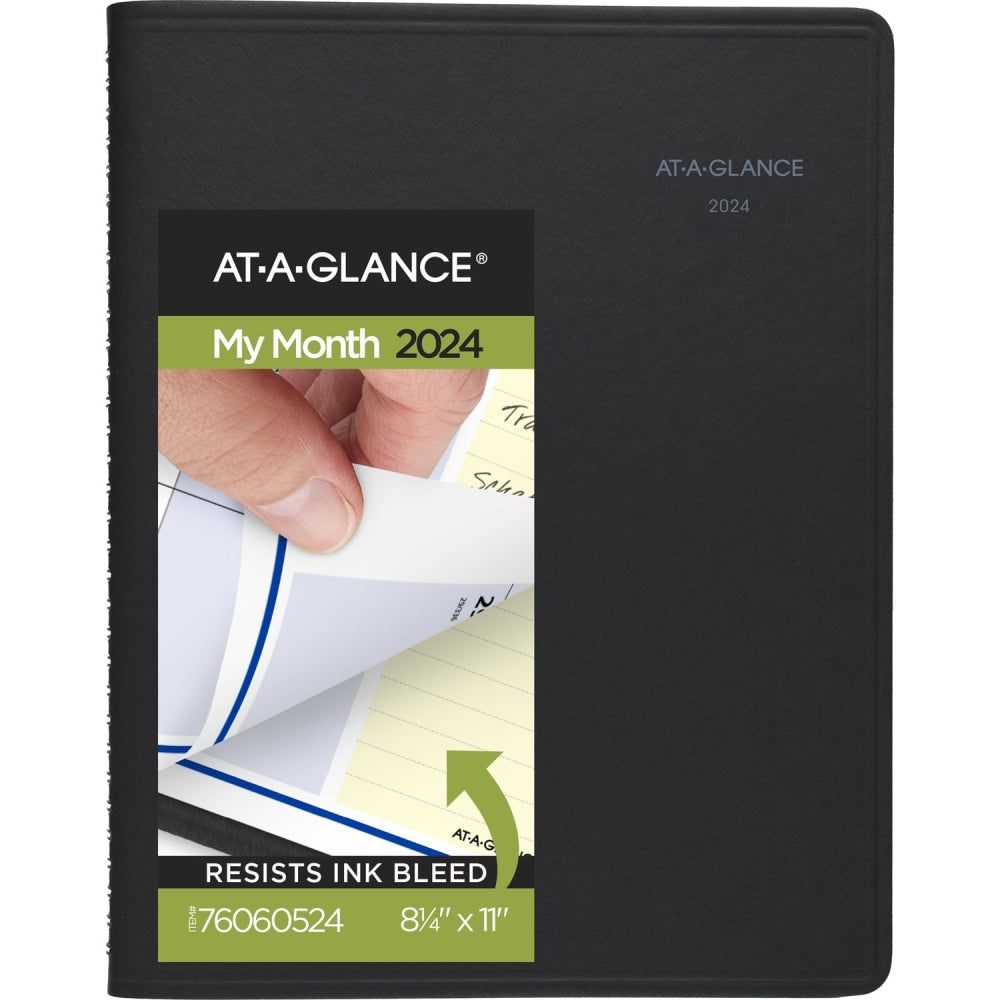 2024 AT-A-GLANCE QuickNotes Monthly Planner, 8-1/4in x 11in, Black, January To December 2024, 760605