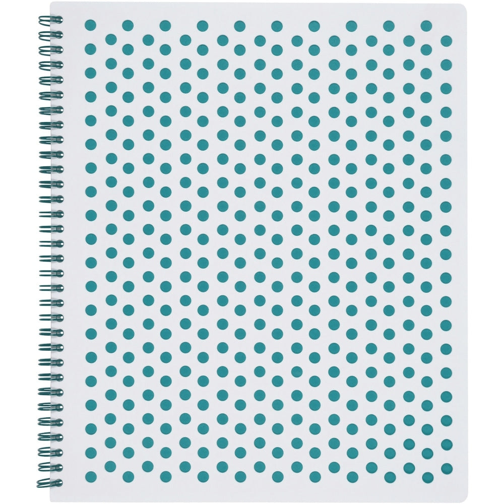 TOPS Polka Dot Design Double Wire Spiral Notebook, 11in x 9in, Teal Polka Dot