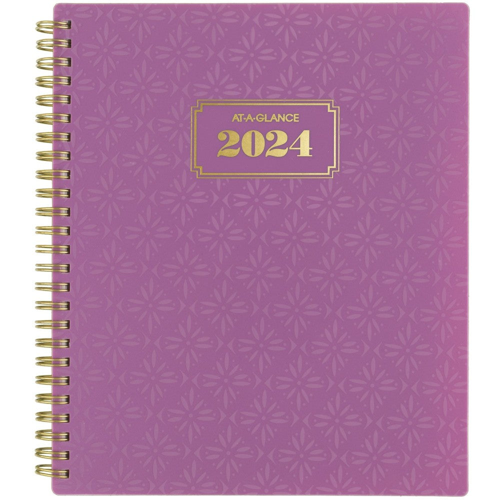 2024-2025 AT-A-GLANCE BADGE 13-Month Weekly/Monthly Planner, 7in x 8-3/4in, Purple UV Tile, January 2024 To January 2025, 1675T-805