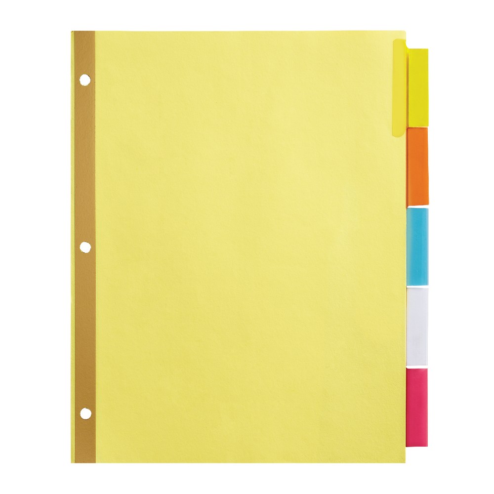 Office Depot Brand Insertable Dividers With Big Tabs, Buff, Assorted Colors, 5-Tab