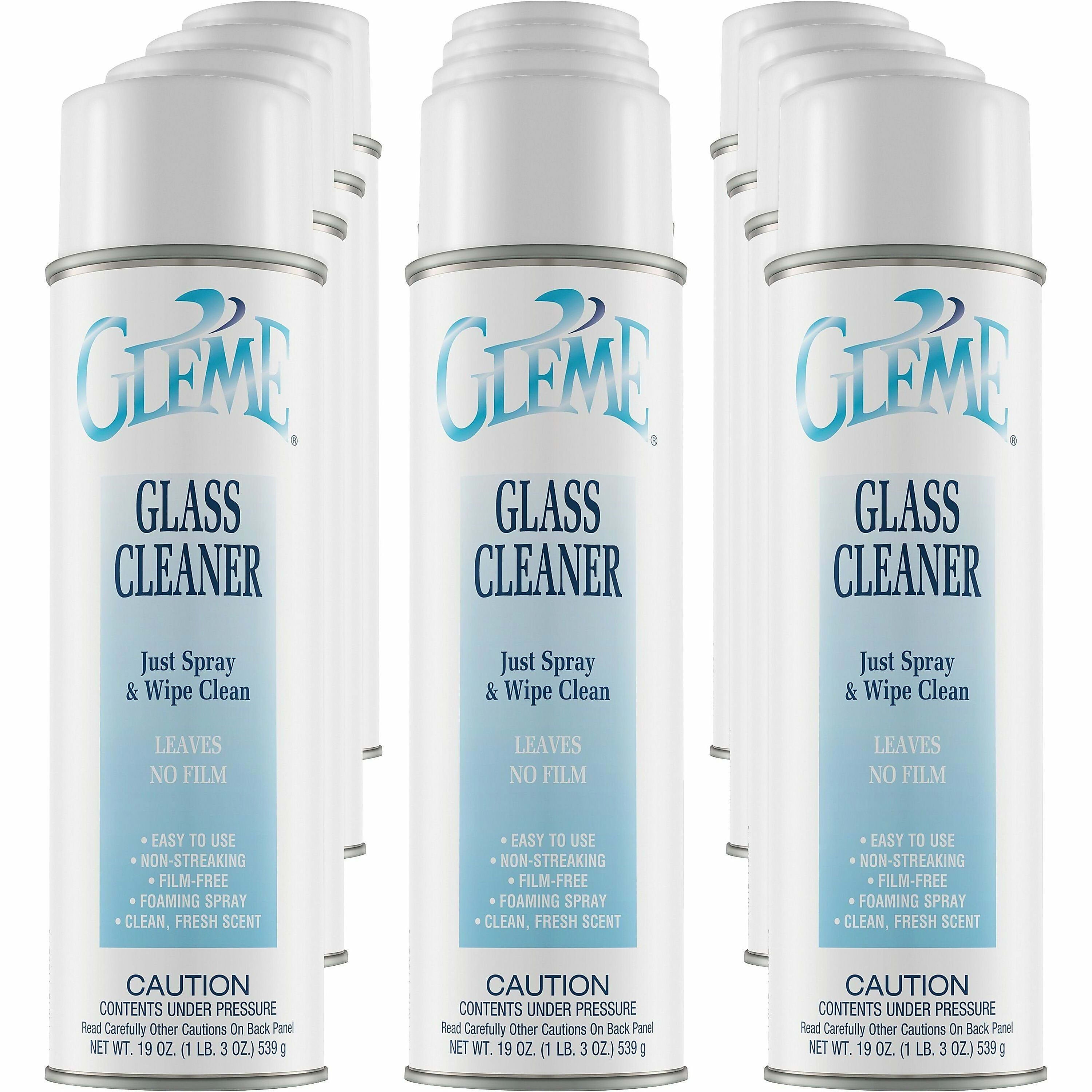 Claire Gleme Glass Cleaner - Ready-To-Use - 20 fl oz (0.6 quart) - 19 oz (1.19 lb)Can - 12 / Dozen - Long Lasting, Non-drip, Non-streaking, Ammonia-free, Quick Drying, Pleasant Scent, Rinse-free - White