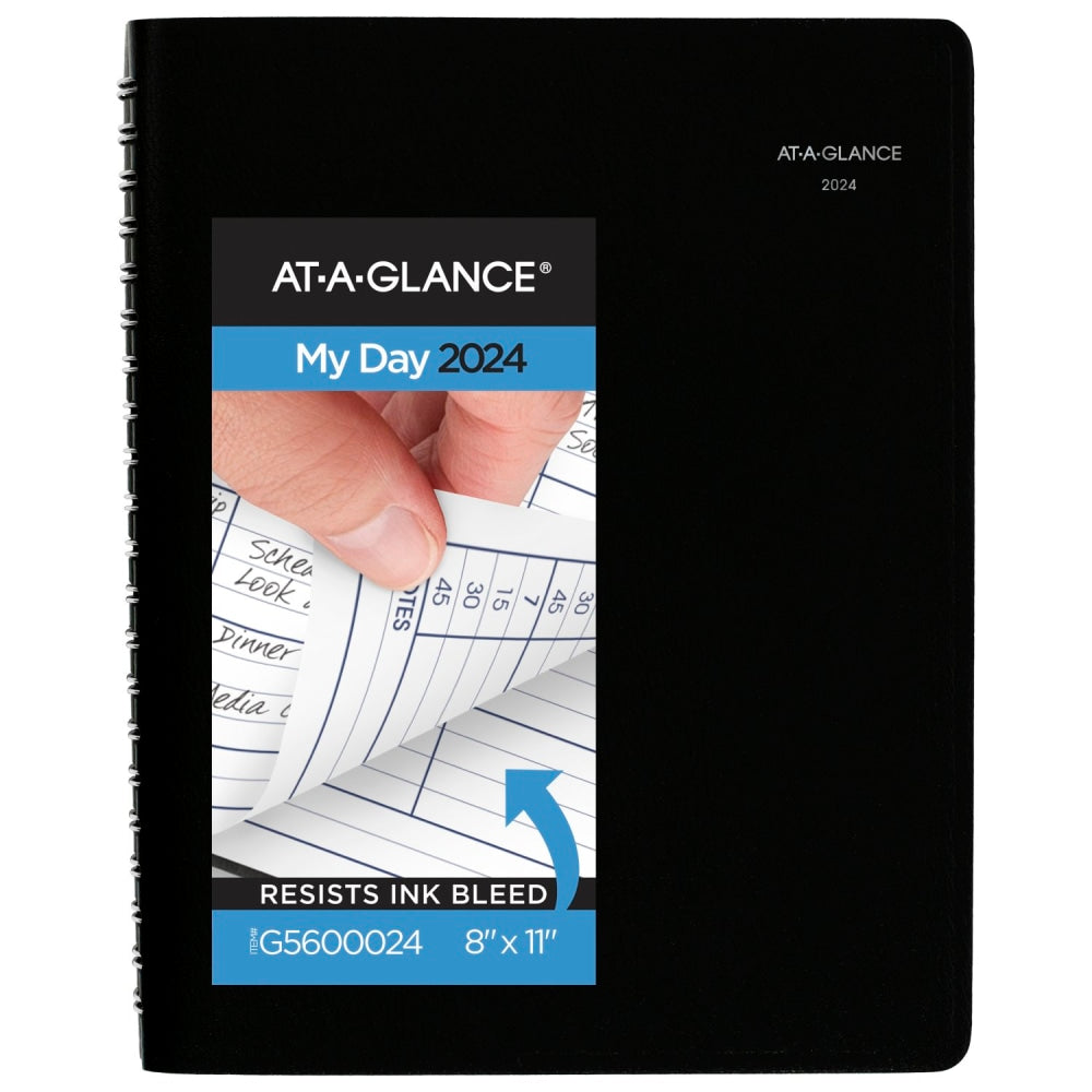 2024 AT-A-GLANCE DayMinder Daily 4-Person Group Appointment Book, 8in x 11in, Black, January To December 2024, G56000