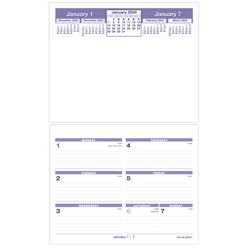 2024 AT-A-GLANCE Flip-A-Week Weekly Desk Calendar Refill, 6in x 7in, January to December 2024, SW705X50