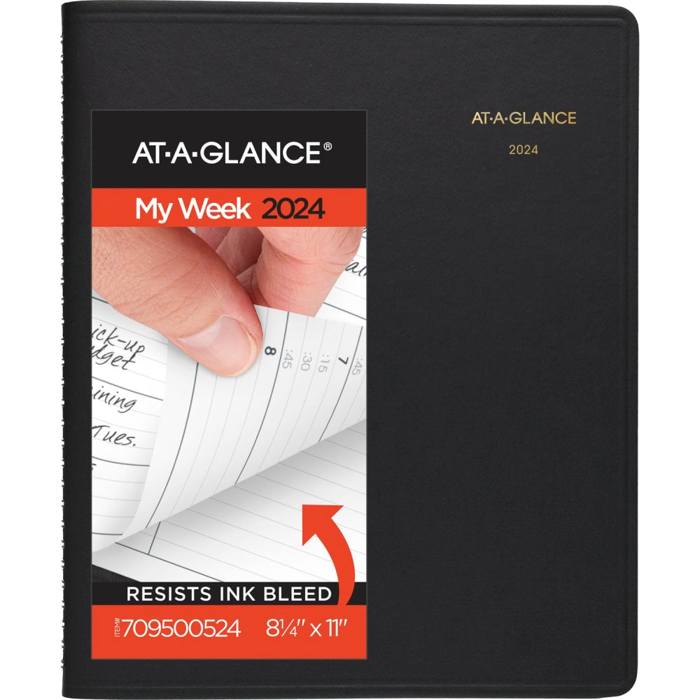 2024-2025 AT-A-GLANCE 13-Month Weekly Appointment Book Planner, 8-1/4in x 11in, Black, January 2024 To January 2025, 7095005