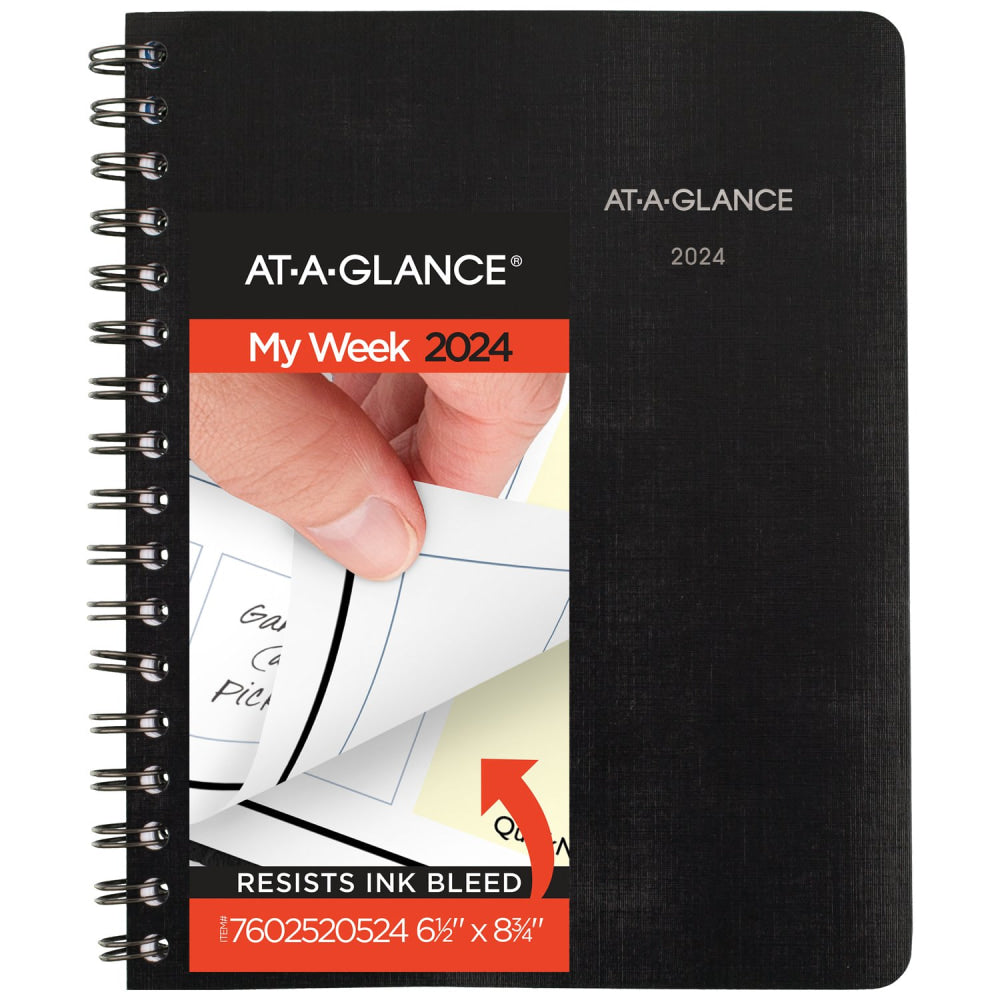 2024 AT-A-GLANCE QuickNotes Weekly/Monthly Planner, 6-1/2in x 8-3/4in, Black, January to December 2024, 76025205