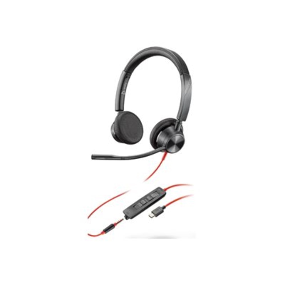 Poly Blackwire 3325 USB-A Headset - Stereo, Mono - USB Type A - Wired - 32 Ohm - 20 Hz - 20 kHz - On-ear, Over-the-head - Binaural - Ear-cup - 7.05 ft Cable - Omni-directional Microphone