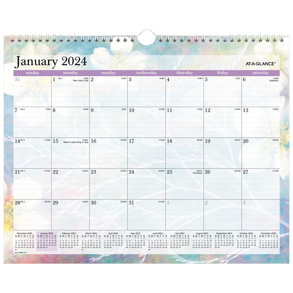 2024 AT-A-GLANCE Dreams Monthly Wall Calendar, 15in x 12in, January To December 2024, PM83-707