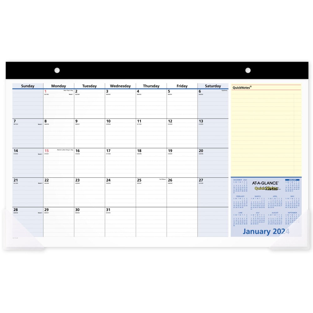 2024-2025 AT-A-GLANCE QuickNotes 13-Month Compact Monthly Desk Pad Calendar, 18in x 11in, January 2024 To January 2025, SK71000