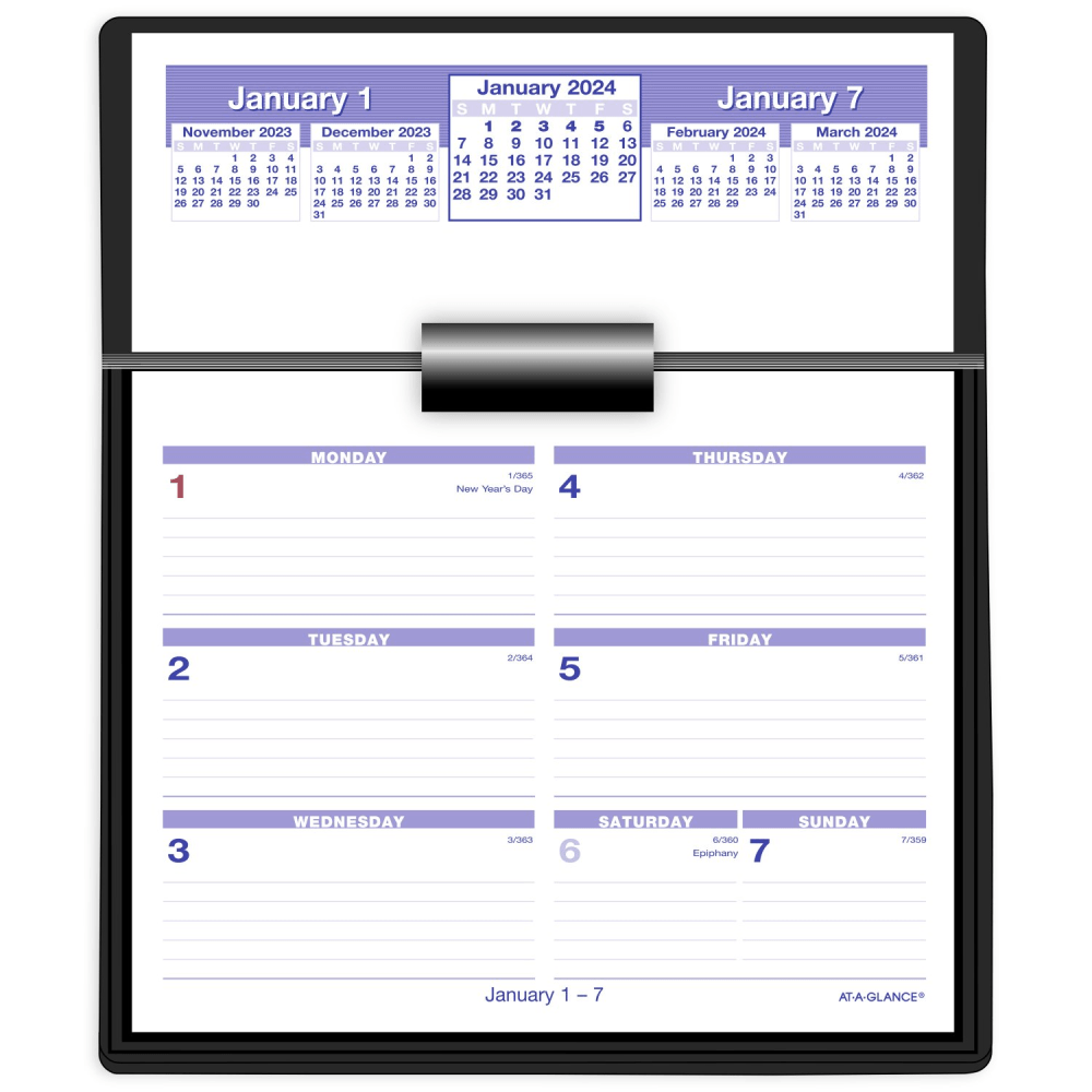 2024 AT-A-GLANCE Flip-A-Week Desk Calendar And Base, 5-1/2in x 7, January To December 2024, SW700X00