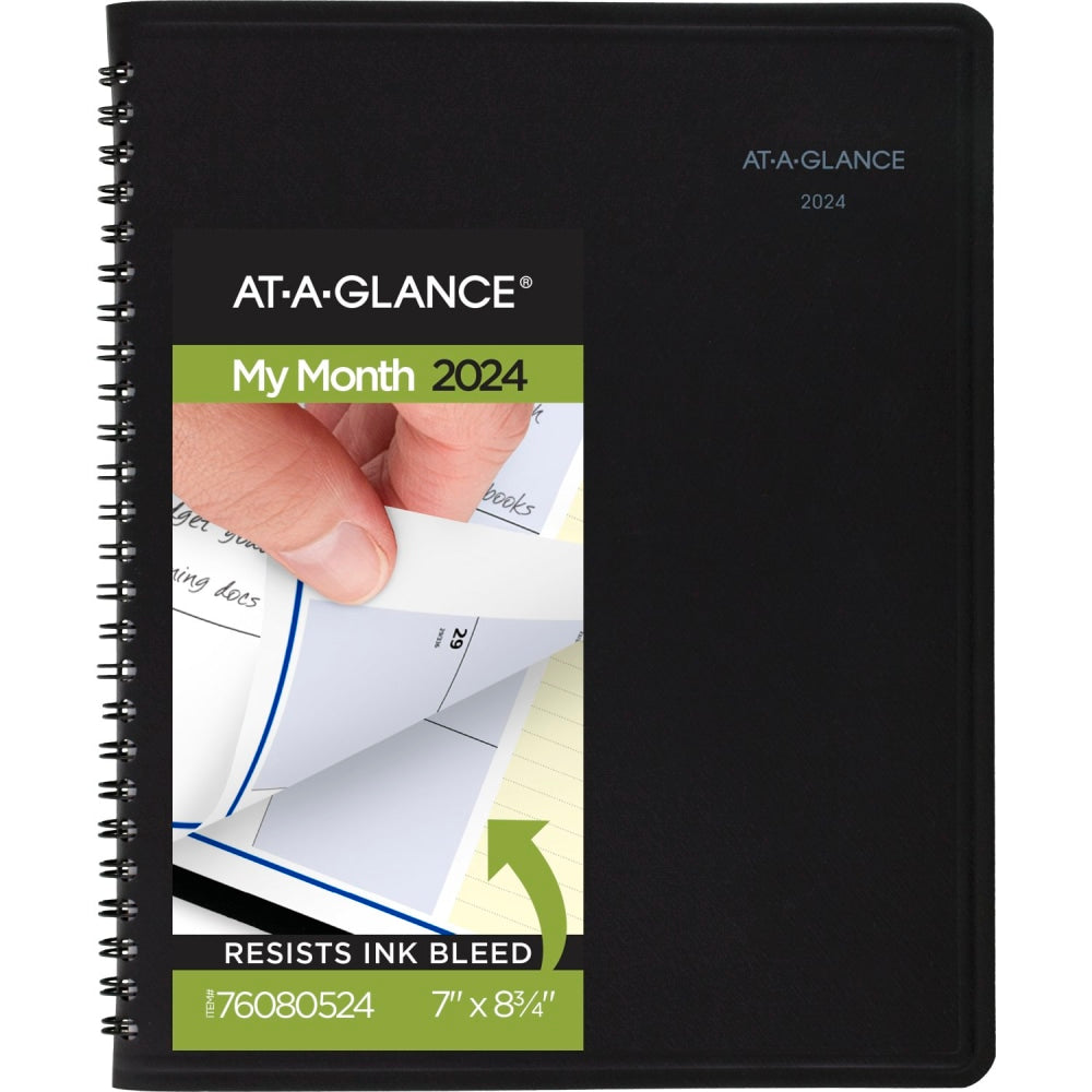 2024 AT-A-GLANCE QuickNotes Monthly Planner, 7in x 8-3/4in, Black, January To December 2024, 760805