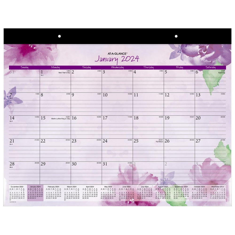 2024 AT-A-GLANCE Beautiful Day Monthly Desk Pad Calendar, 21-3/4in x 17in, January To December 2024, SK38-704