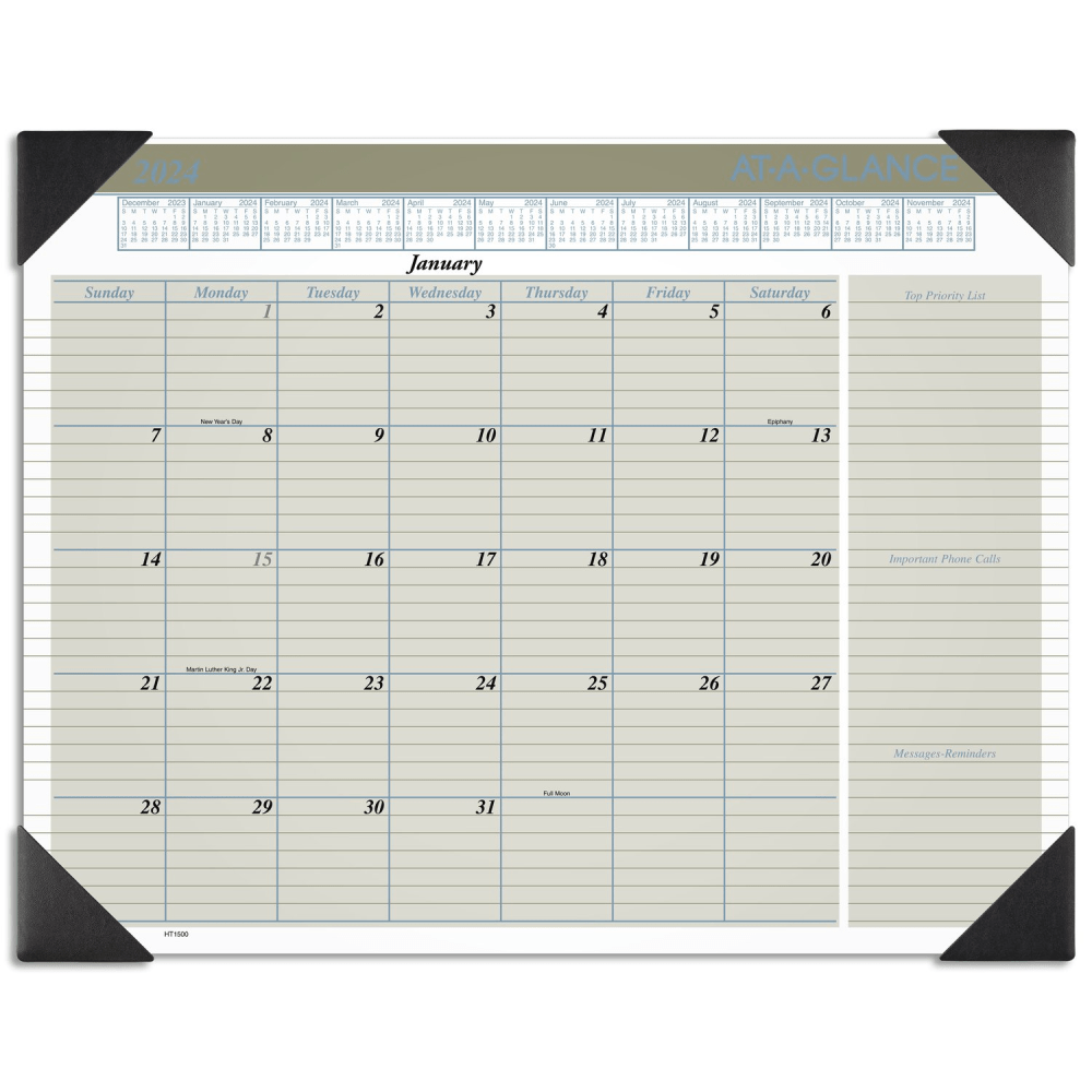 2024 AT-A-GLANCE Executive Desk Pad Calendar, 21-3/4in x 17in, January To December 2024, HT1500