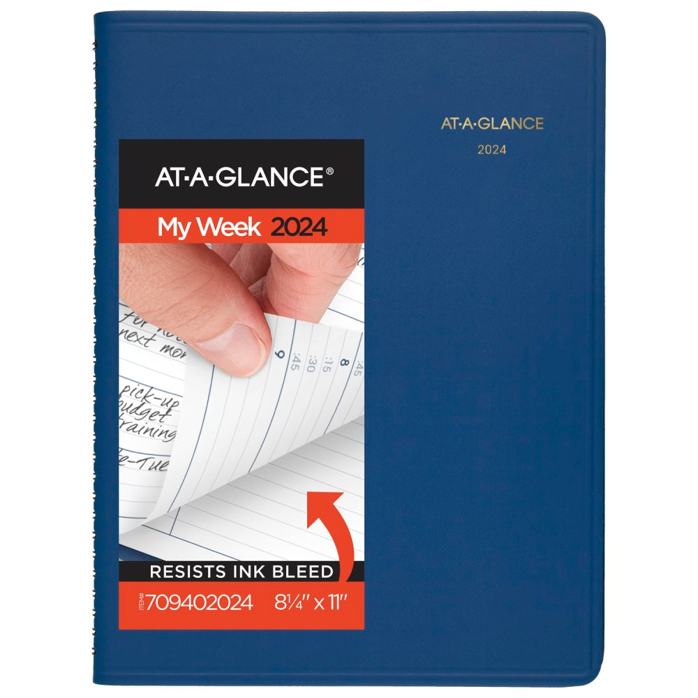 2024 AT-A-GLANCE Fashion Weekly Appointment Book Planner, 8-1/4in x 11in, Blue, January To December 2024, 7094020