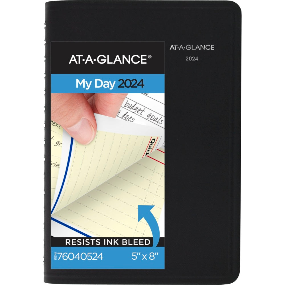 2024 AT-A-GLANCE QuickNotes Daily/Monthly Appointment Book Planner, 5in x 8in, Black, January To December 2024, 760405