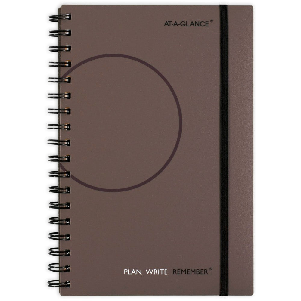 AT-A-GLANCE Plan. Write. Remember. Undated Planning Notebook With Reference Calendars, 5-1/2in x 9in, Gray, 70621030