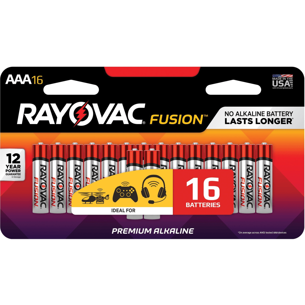 Rayovac Fusion Alkaline AAA Batteries - For Multipurpose - AAA - 16 / Pack