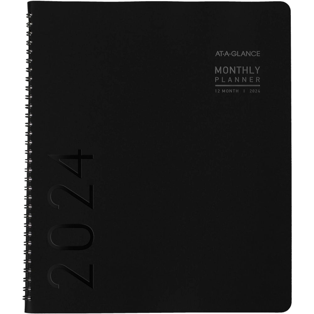 2024 AT-A-GLANCE Contemporary Monthly Planner, 9in x 11in, Black, January To December 2024, 70260X05