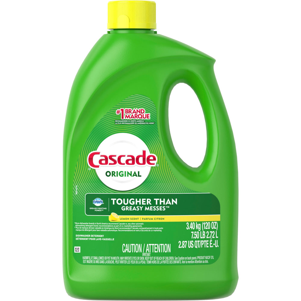 Cascade Gel Dishwasher Detergent - Gel - 120 oz (7.50 lb) - Lemon Scent - 4 / Carton - White