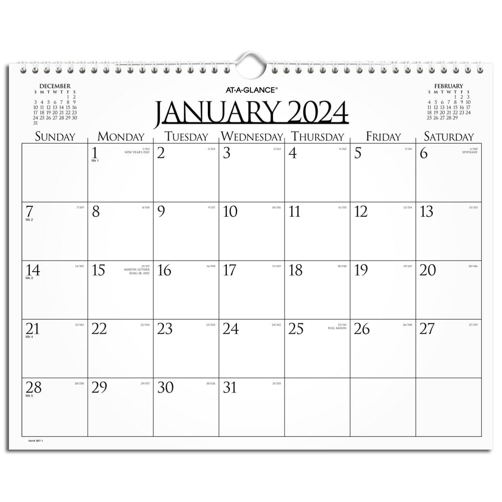 2024 AT-A-GLANCE Business Monthly Wall Calendar, 15in x 12in, January to December 2024, 997-1