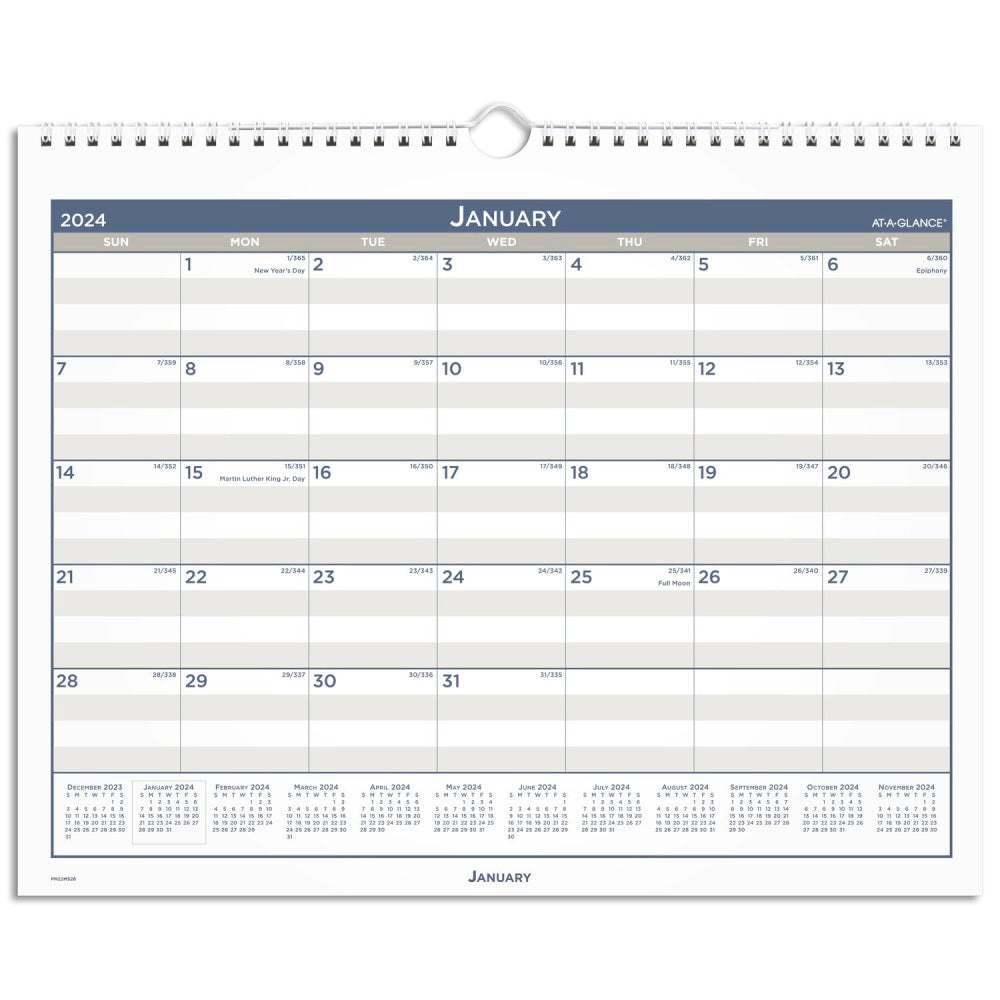 2024 AT-A-GLANCE Multi-Schedule Vertical Monthly Wall Calendar, 15in x 12in, January to December 2024, PM22MS28