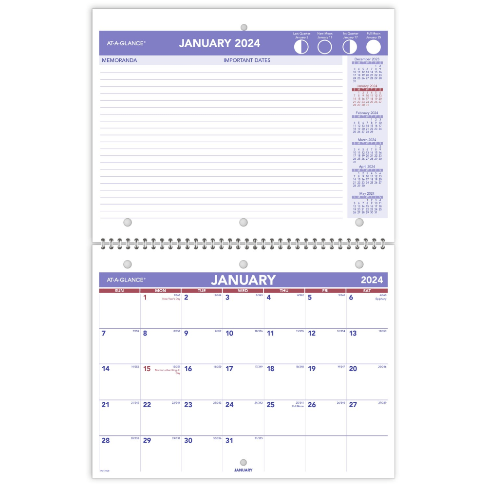 2024 AT-A-GLANCE Monthly Desk Wall Calendar, 11in x 8-1/2in, January To December 2024, PM17028