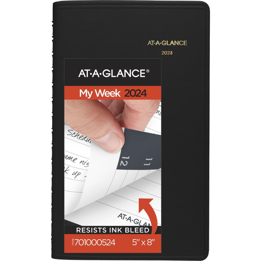 2024 AT-A-GLANCE Weekly Appointment Book Planner, 5in x 8in, Black, January To December 2024, 7010005