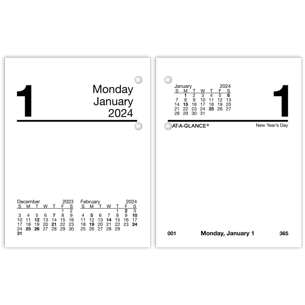 2024 AT-A-GLANCE Daily Loose-Leaf Desk Calendar Refill, 3in x 3-3/4in, January to December 2024, E91950