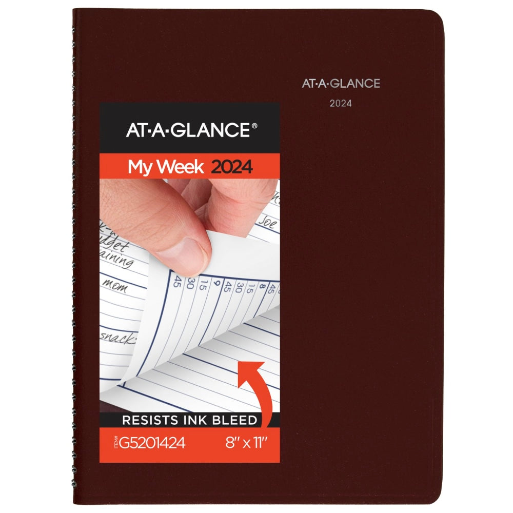 2024 AT-A-GLANCE DayMinder Weekly Appointment Book Planner, 8in x 11in, Burgundy, January To December 2024, G52014