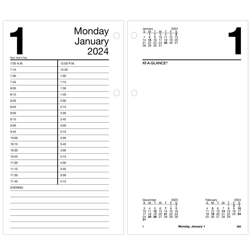 2024 AT-A-GLANCE Daily Loose-Leaf Desk Calendar Refill, 4-1/2in x 8in, January to December 2024, E21050