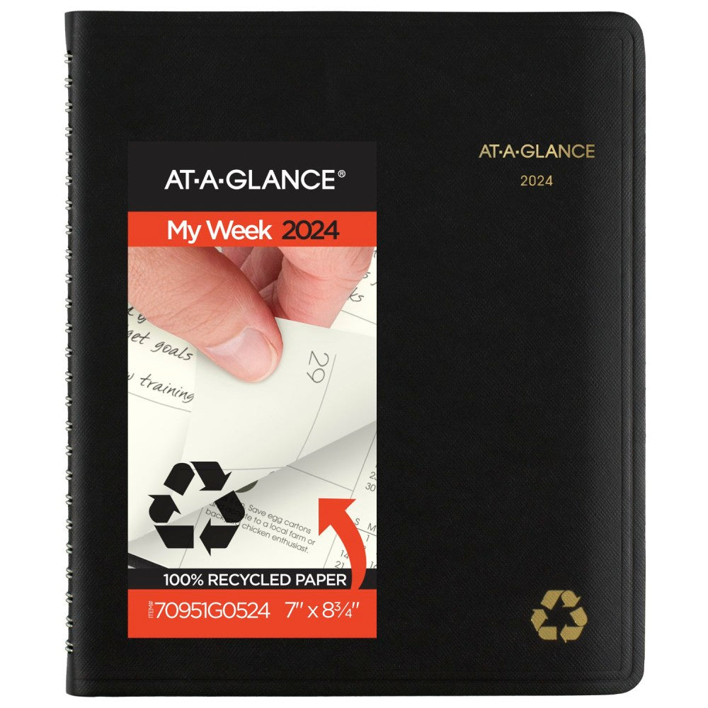 2024 AT-A-GLANCE Weekly/Monthly Appointment Book Planner, 7in x 8-3/4in, Black, January To December 2024, 70951G05