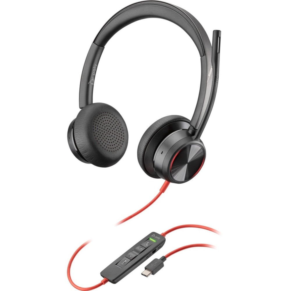 Poly Blackwire 8225 USB-C Headset - Stereo - USB Type C - Wired - 32 Ohm - 20 Hz - 20 kHz - On-ear - Binaural - Open - 7.19 ft Cable - Noise Cancelling, Omni-directional Microphone - Black