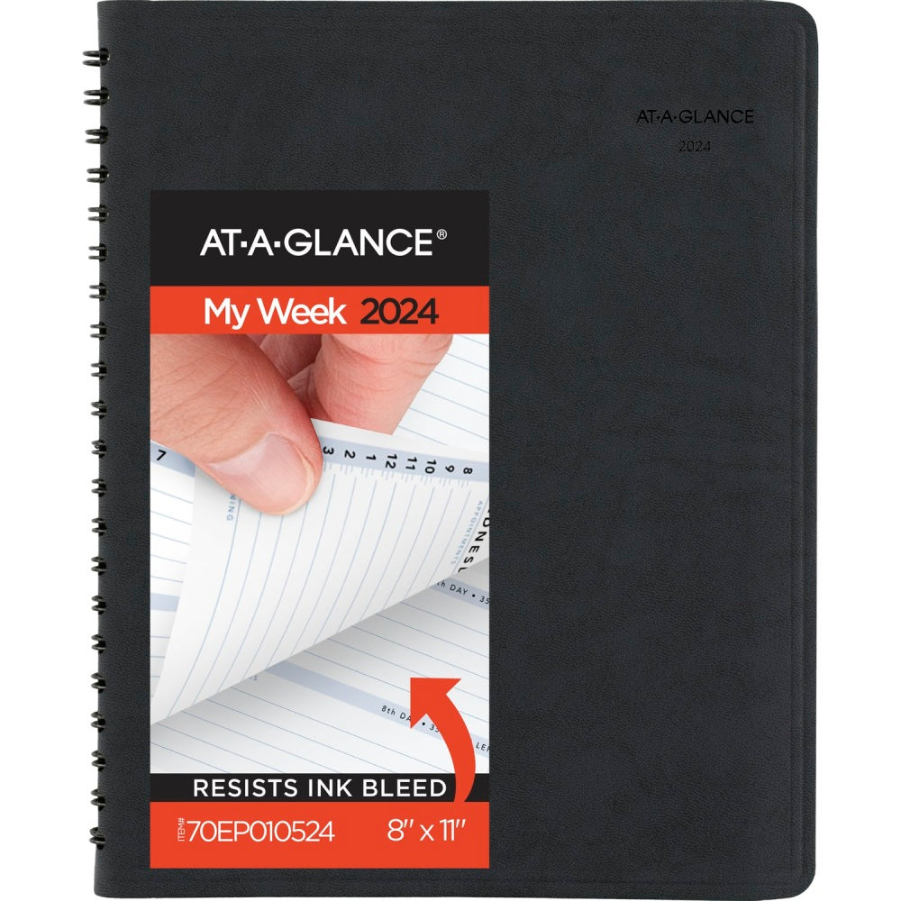 2024 AT-A-GLANCE The Action Planner Weekly Appointment Book Planner, 8in x 11in, Black, January To December 2024, 70EP0105