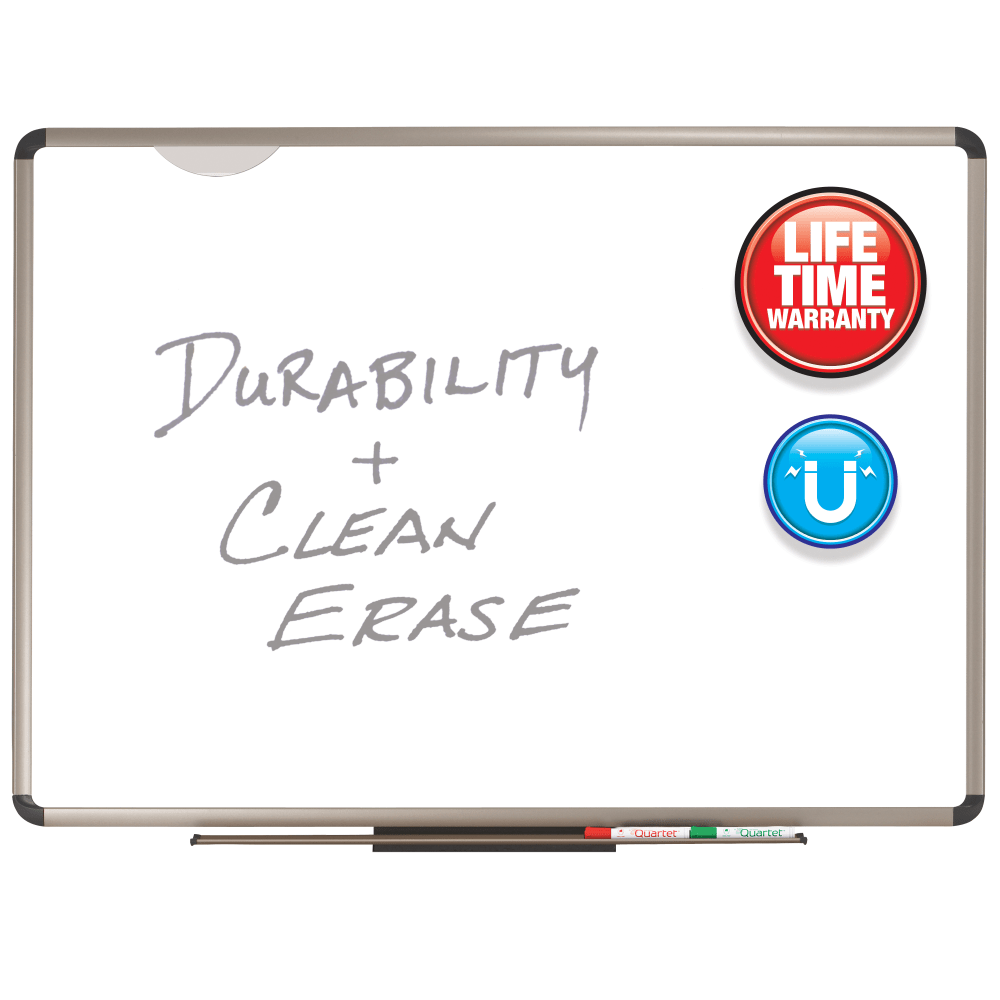 Quartet Prestige Plus Premium Porcelain Magnetic Dry-Erase Whiteboard, 48in x 72in, Metal Frame With Titanium Finish