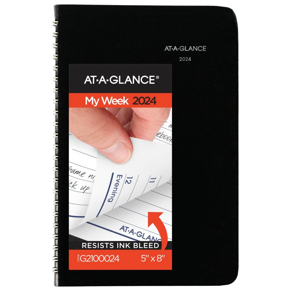 2024 AT-A-GLANCE DayMinder Weekly Appointment Book Planner, 5in x 8in, Black, January To December 2024, G21000