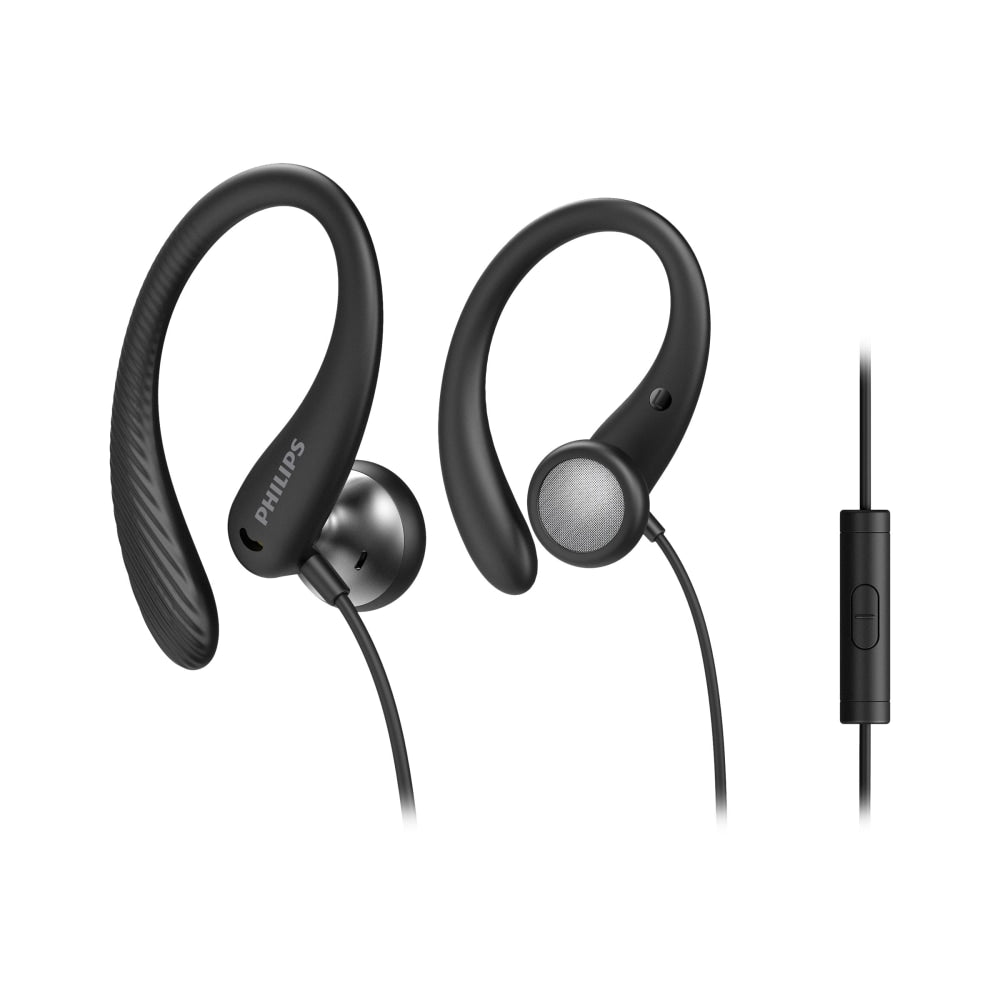 Philips TAA1105BK - Earphones with mic - ear-bud - over-the-ear mount - wired - 3.5 mm jack - black