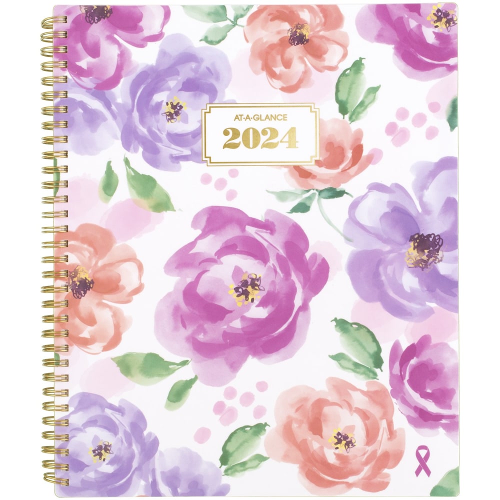 2024-2025 AT-A-GLANCE BADGE City of Hope 13-Month Weekly/Monthly Planner, 8-1/2in x 11in, Floral, January 2024 To January 2025, 1675F-905