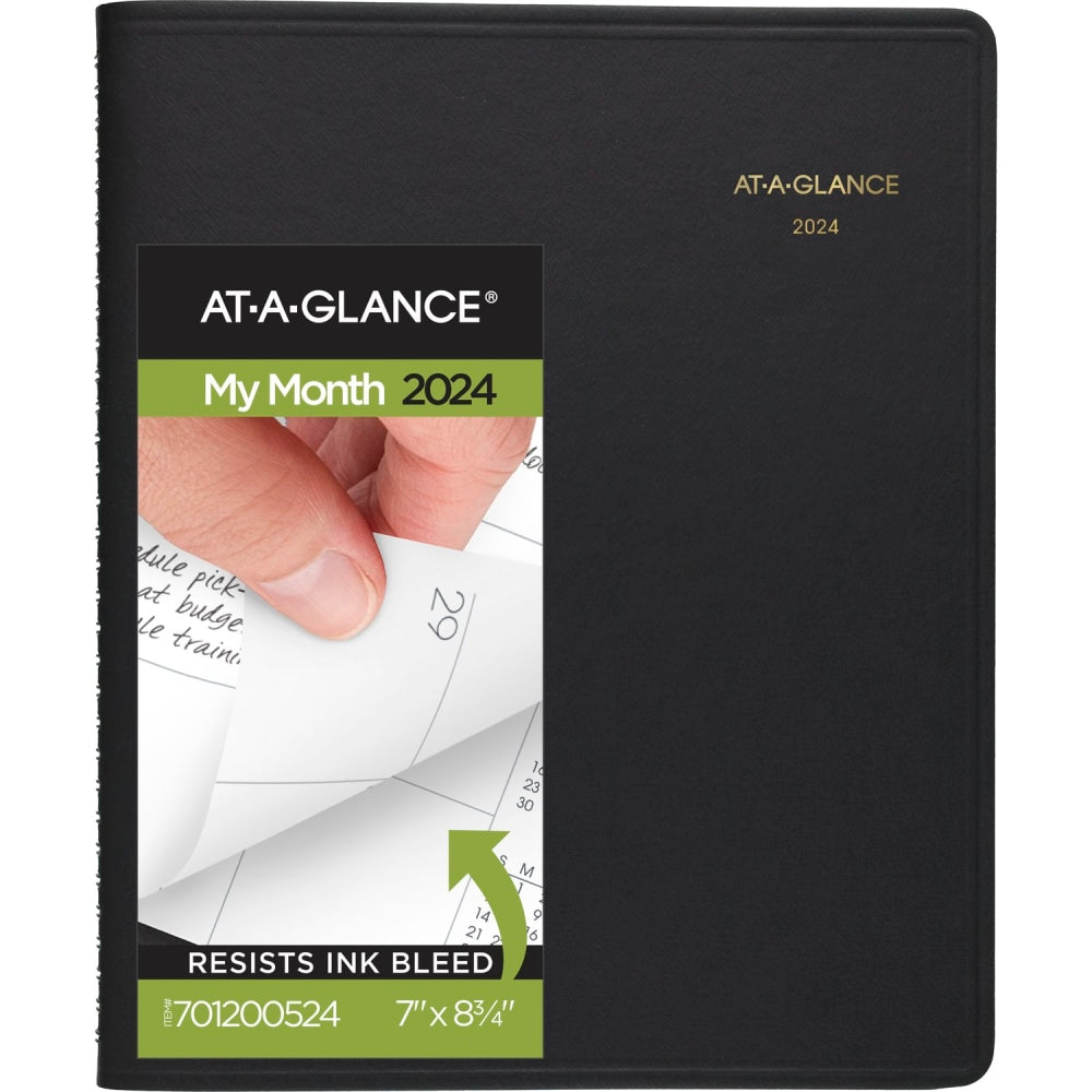 2024 AT-A-GLANCE Monthly Planner, 7in x 8-3/4in, Black, January To December 2024, 7012005