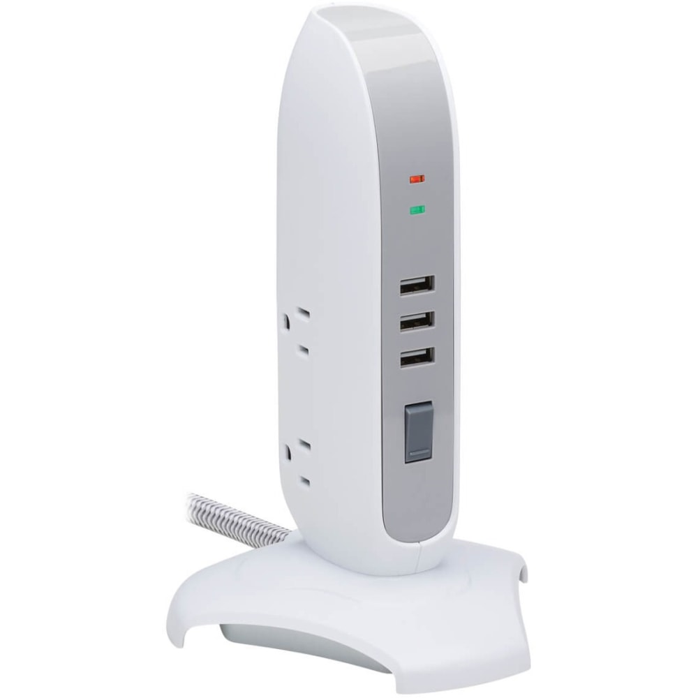 Tripp Lite Surge Protector Tower 5-Outlet with 3 USB Charging Ports 6ft Cord 5-15P White - Surge protector - 15 A - AC 120 V - 1800 Watt - output connectors: 5 - 6 ft cord - white, light gray