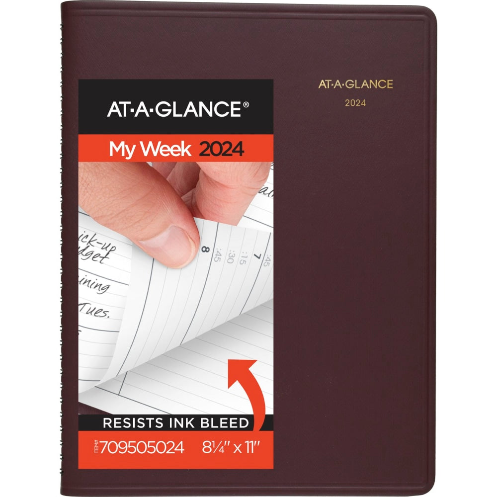 2024-2025 AT-A-GLANCE 13-Month Weekly Appointment Book Planner, 8-1/4in x 11in, Winestone, January 2024 To January 2025, 7095050