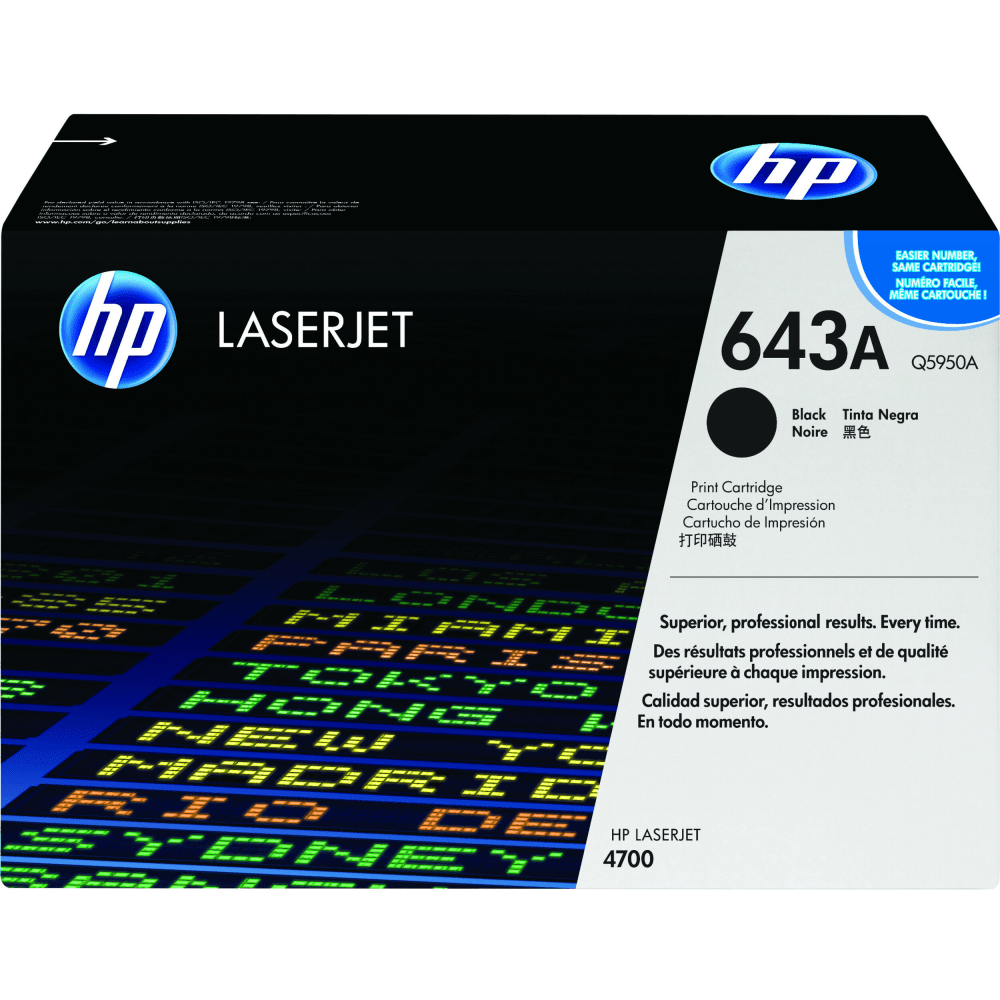 HP 643A Black Toner Cartridge, Q5950AC